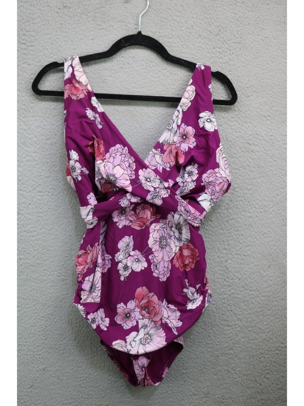 Freshwater One-Piece Bathing Suit-1X-Purple-Florals-Cottagecore
